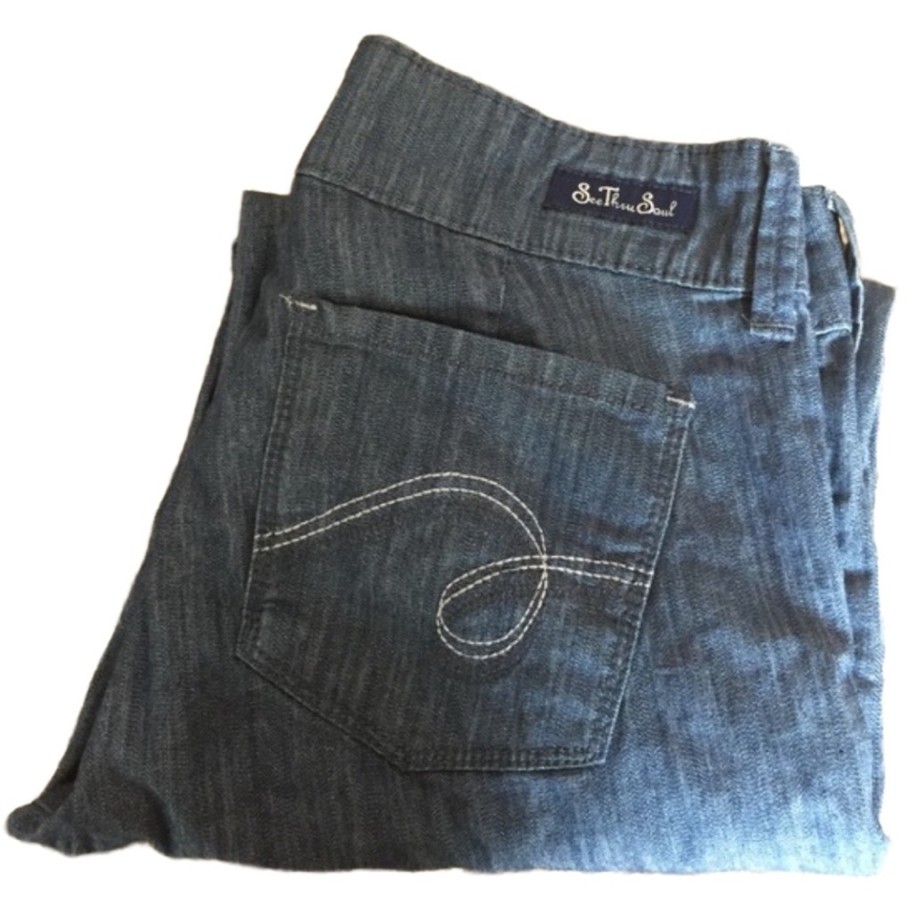 STS See Through Soul Crop Jeans Size 27 Stretch Denim
